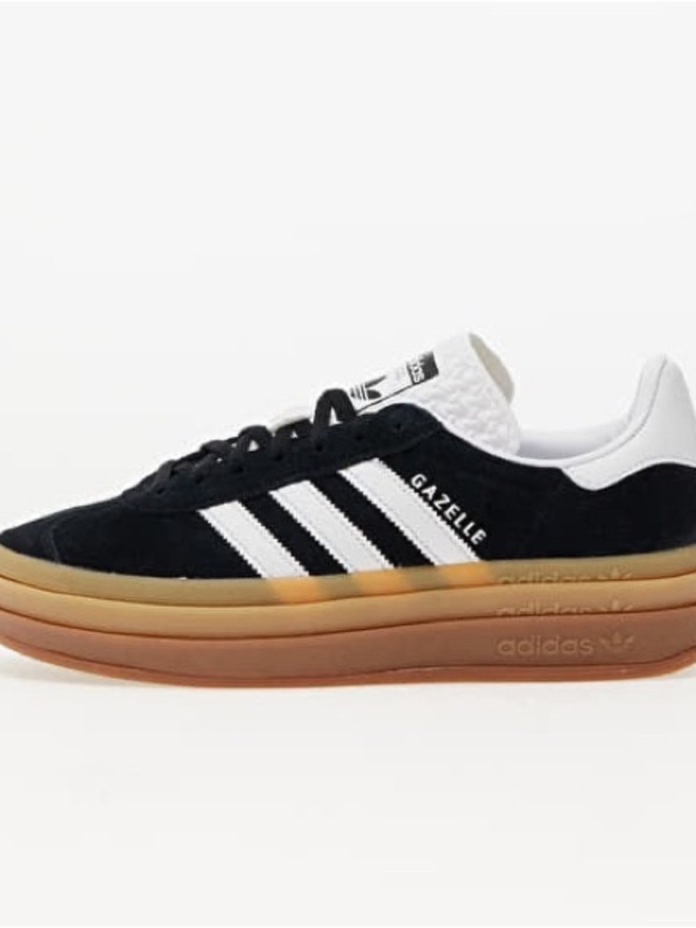 adidas Gazelle BOLDER Women Black White Suede Sneakers with Gum Sole